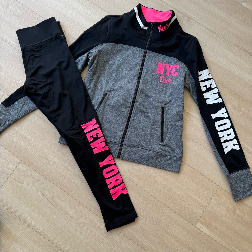 PINK Victoria's Secret Black and Gray Tracksuit